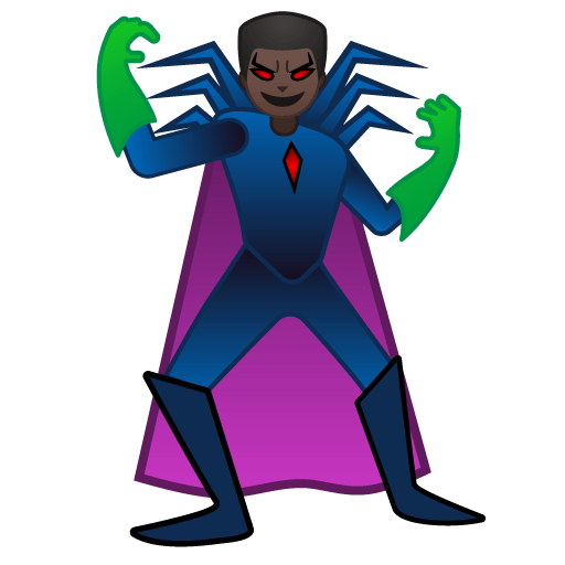 Google design of the man supervillain: dark skin tone emoji verson:Noto Color Emoji 15.0