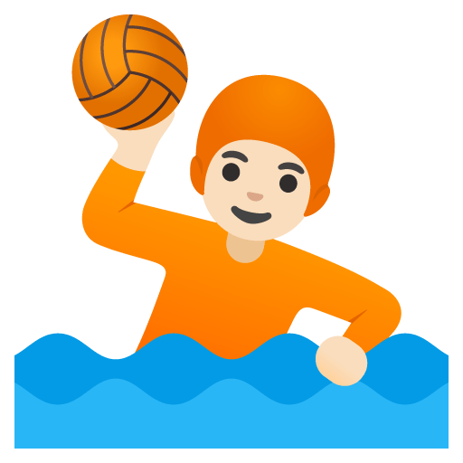 Google design of the person playing water polo: light skin tone emoji verson:Noto Color Emoji 15.0