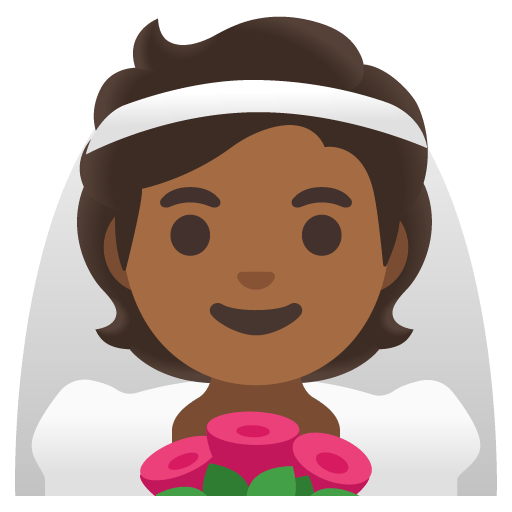 Google design of the person with veil: medium-dark skin tone emoji verson:Noto Color Emoji 15.0