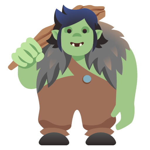 Google design of the troll emoji verson:Noto Color Emoji 15.0