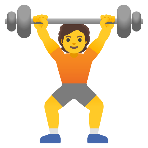 Google design of the person lifting weights emoji verson:Noto Color Emoji 15.0