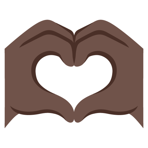 Google design of the heart hands: dark skin tone emoji verson:Noto Color Emoji 15.0