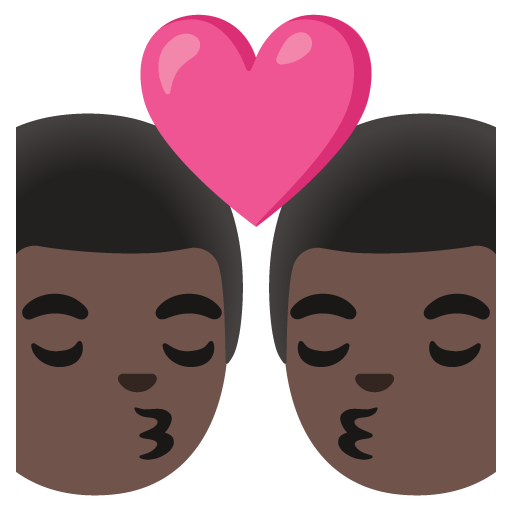 Google design of the kiss: man man dark skin tone emoji verson:Noto Color Emoji 15.0