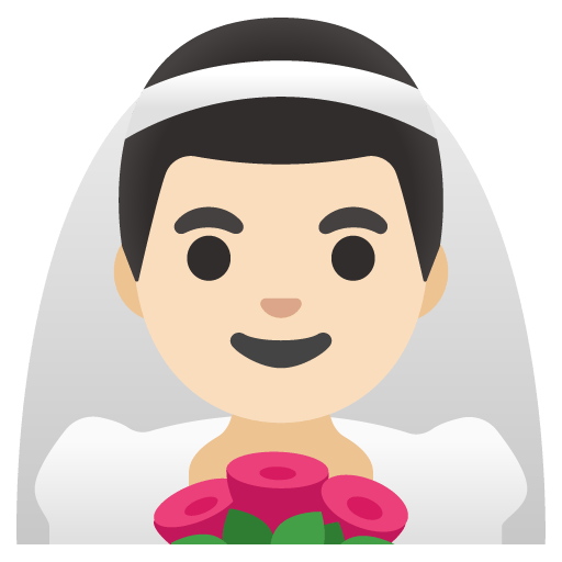 Google design of the man with veil: light skin tone emoji verson:Noto Color Emoji 15.0
