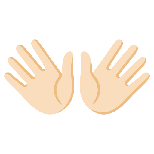 Google design of the open hands: light skin tone emoji verson:Noto Color Emoji 15.0
