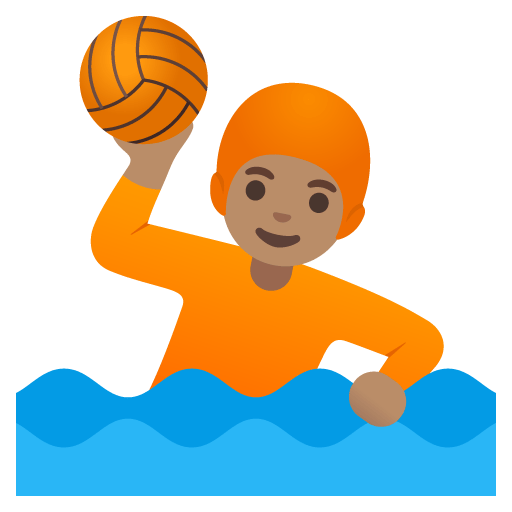 Google design of the person playing water polo: medium skin tone emoji verson:Noto Color Emoji 15.0