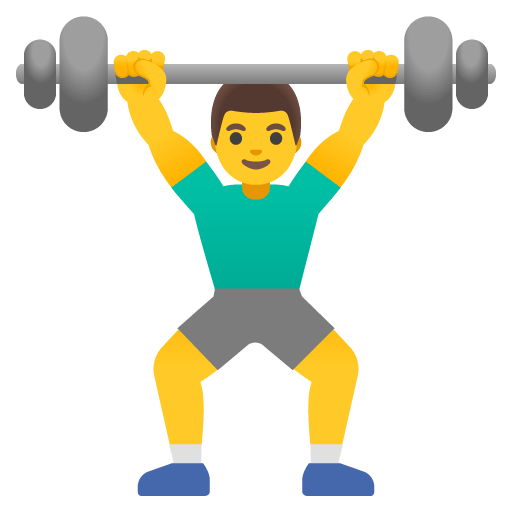 Google design of the man lifting weights emoji verson:Noto Color Emoji 15.0