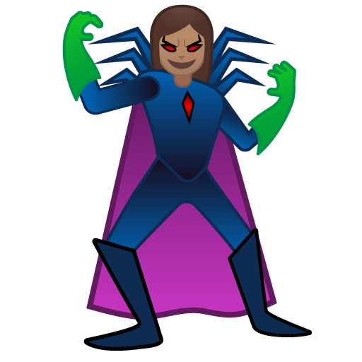 Google design of the woman supervillain: medium skin tone emoji verson:Noto Color Emoji 15.0