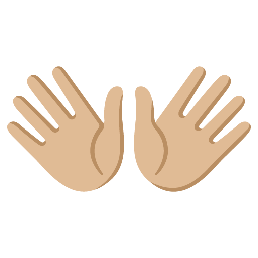 Google design of the open hands: medium-light skin tone emoji verson:Noto Color Emoji 15.0