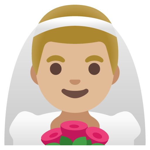 Google design of the man with veil: medium-light skin tone emoji verson:Noto Color Emoji 15.0