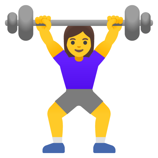 Google design of the woman lifting weights emoji verson:Noto Color Emoji 15.0