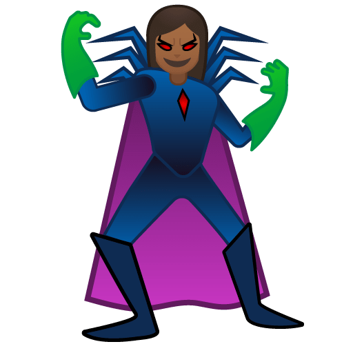 Google design of the woman supervillain: medium-dark skin tone emoji verson:Noto Color Emoji 15.0
