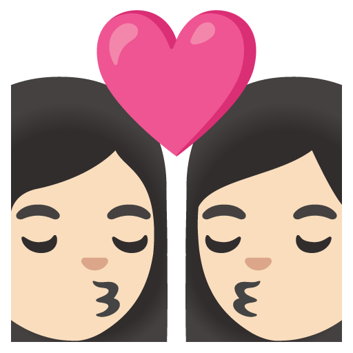 Google design of the kiss: woman woman light skin tone emoji verson:Noto Color Emoji 15.0