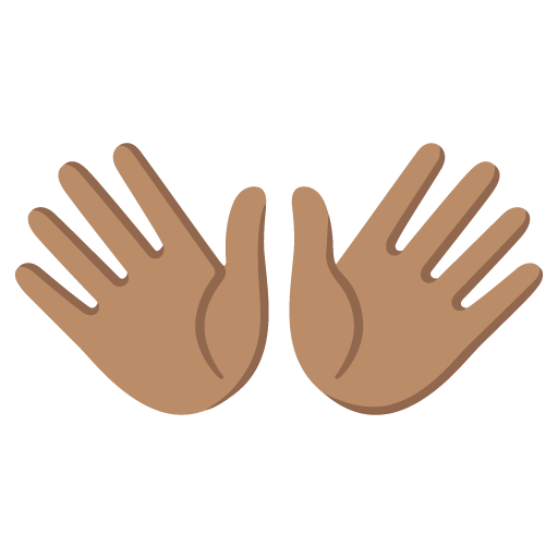 Google design of the open hands: medium skin tone emoji verson:Noto Color Emoji 15.0