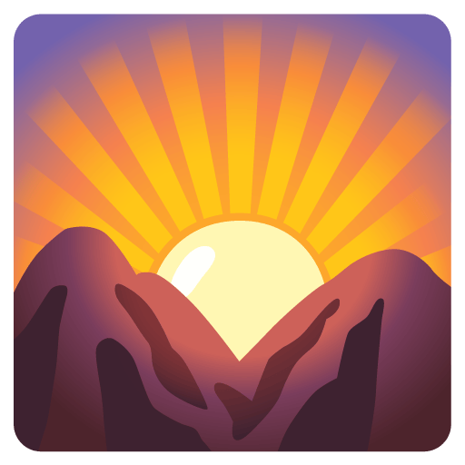 Google design of the sunrise over mountains emoji verson:Noto Color Emoji 15.0