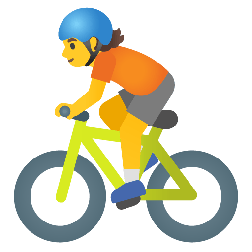 Google design of the person biking emoji verson:Noto Color Emoji 15.0