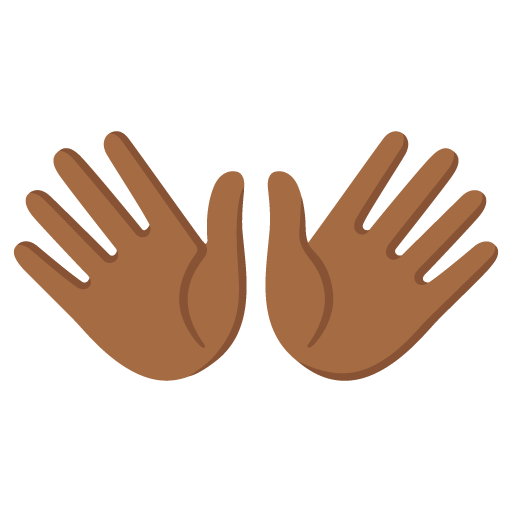 Google design of the open hands: medium-dark skin tone emoji verson:Noto Color Emoji 15.0