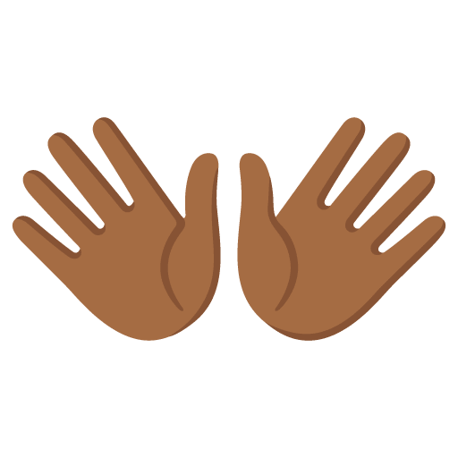 Google design of the open hands: medium-dark skin tone emoji verson:Noto Color Emoji 15.0