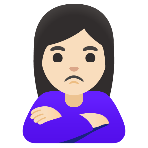 Google design of the woman pouting: light skin tone emoji verson:Noto Color Emoji 15.0