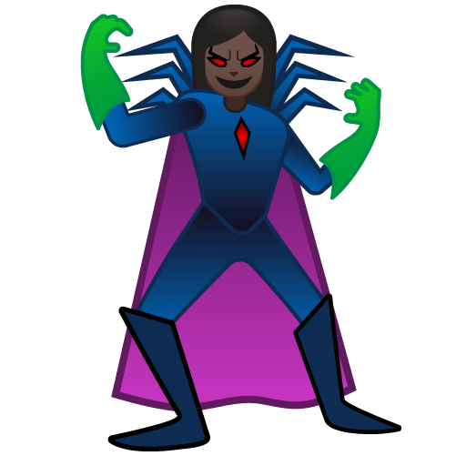 Google design of the woman supervillain: dark skin tone emoji verson:Noto Color Emoji 15.0