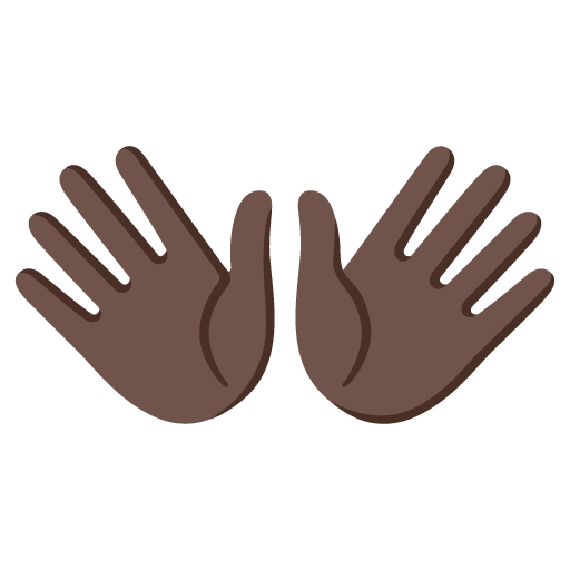 Google design of the open hands: dark skin tone emoji verson:Noto Color Emoji 15.0