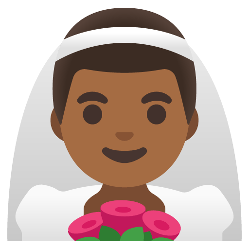 Google design of the man with veil: medium-dark skin tone emoji verson:Noto Color Emoji 15.0