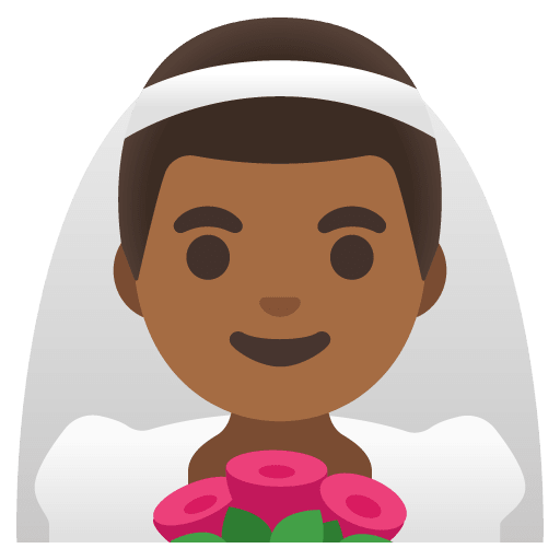 Google design of the man with veil: medium-dark skin tone emoji verson:Noto Color Emoji 15.0