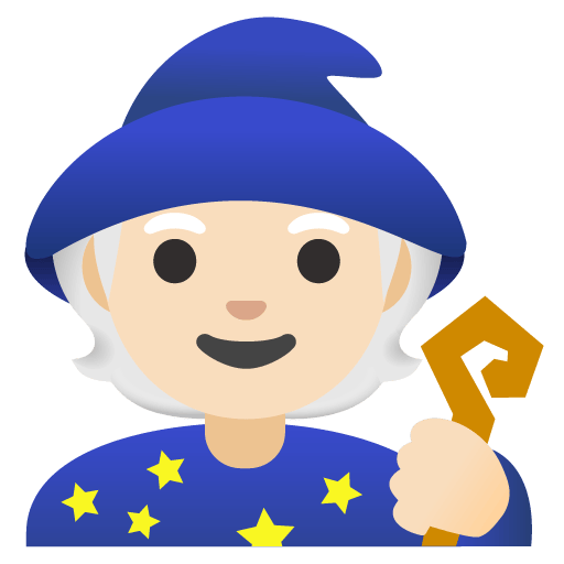 Google design of the mage: light skin tone emoji verson:Noto Color Emoji 15.0