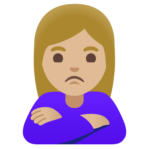 Google design of the woman pouting: medium-light skin tone emoji verson:Noto Color Emoji 15.0