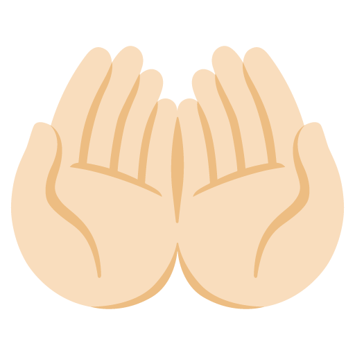 Google design of the palms up together: light skin tone emoji verson:Noto Color Emoji 15.0