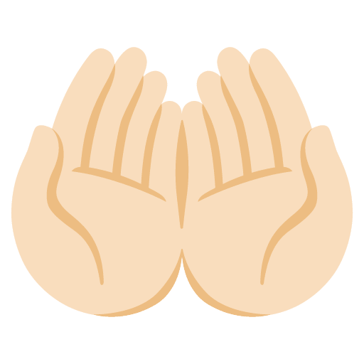 Google design of the palms up together: light skin tone emoji verson:Noto Color Emoji 15.0