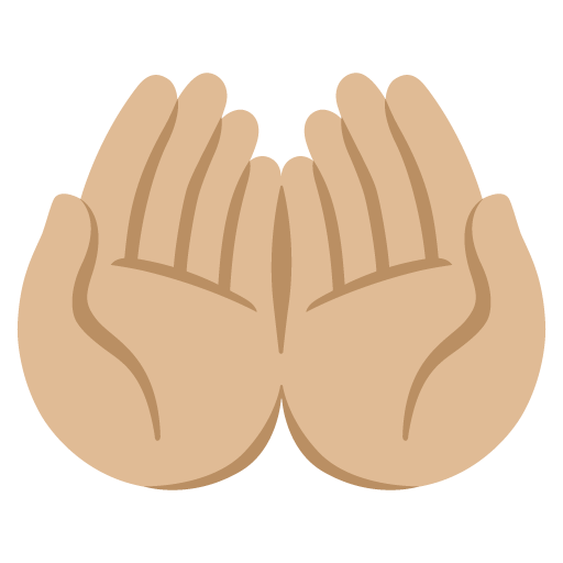 Google design of the palms up together: medium-light skin tone emoji verson:Noto Color Emoji 15.0