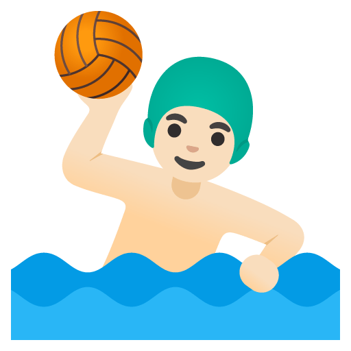 Google design of the man playing water polo: light skin tone emoji verson:Noto Color Emoji 15.0