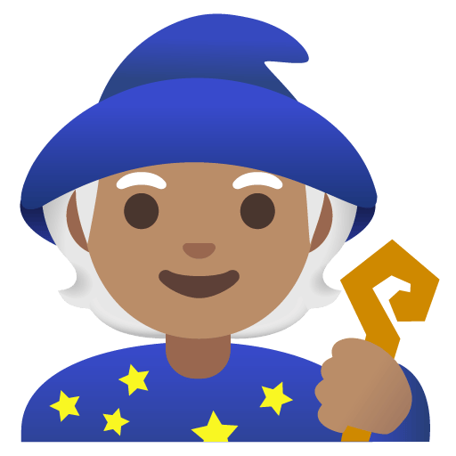 Google design of the mage: medium skin tone emoji verson:Noto Color Emoji 15.0