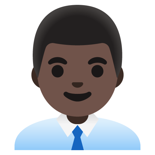 Google design of the man office worker: dark skin tone emoji verson:Noto Color Emoji 15.0
