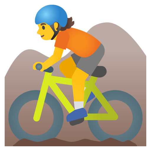 Google design of the person mountain biking emoji verson:Noto Color Emoji 15.0