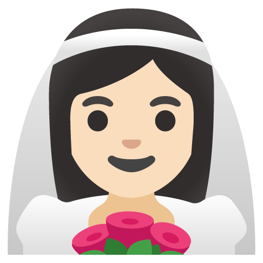 Google design of the woman with veil: light skin tone emoji verson:Noto Color Emoji 15.0
