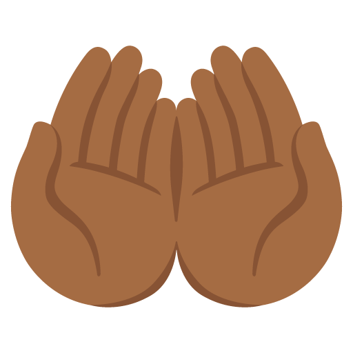 Google design of the palms up together: medium-dark skin tone emoji verson:Noto Color Emoji 15.0