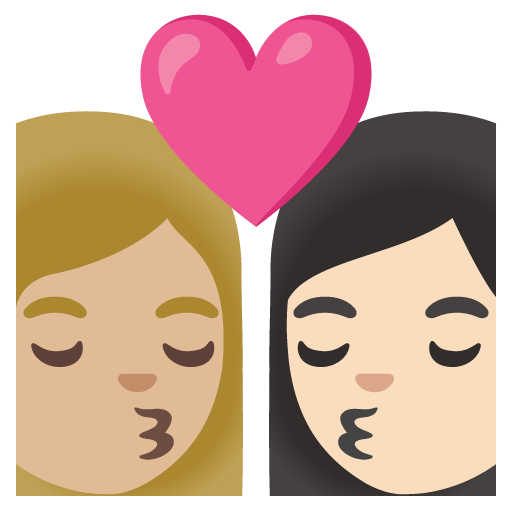 Google design of the kiss: woman woman medium-light skin tone light skin tone emoji verson:Noto Color Emoji 15.0