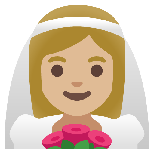 Google design of the woman with veil: medium-light skin tone emoji verson:Noto Color Emoji 15.0