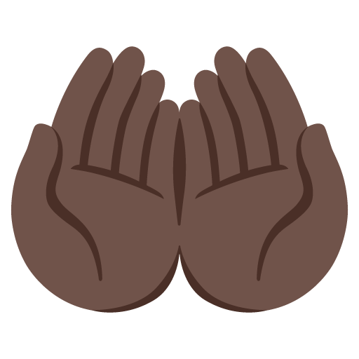 Google design of the palms up together: dark skin tone emoji verson:Noto Color Emoji 15.0