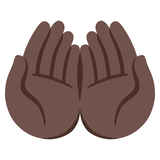 Google design of the palms up together: dark skin tone emoji verson:Noto Color Emoji 15.0