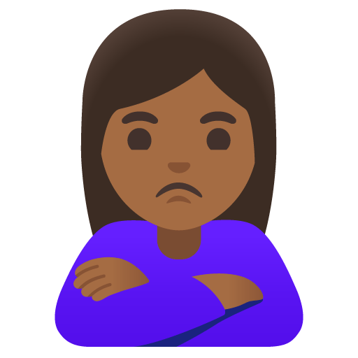 Google design of the woman pouting: medium-dark skin tone emoji verson:Noto Color Emoji 15.0
