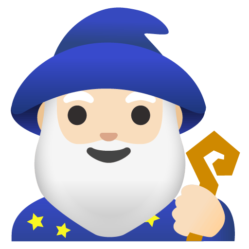 Google design of the man mage: light skin tone emoji verson:Noto Color Emoji 15.0