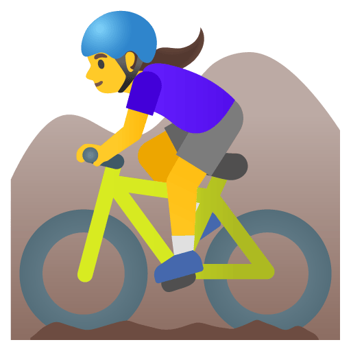Google design of the woman mountain biking emoji verson:Noto Color Emoji 15.0