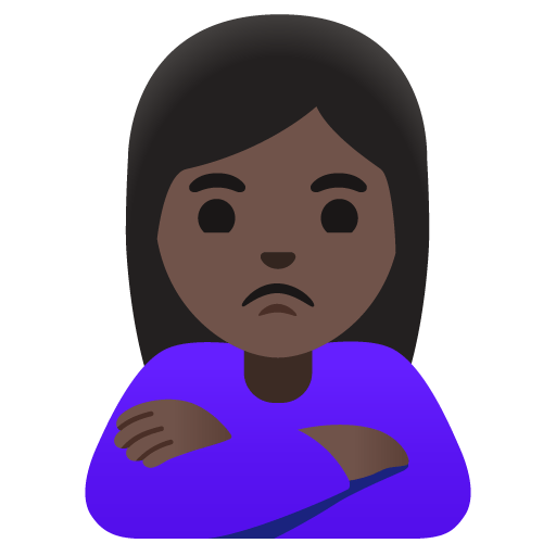 Google design of the woman pouting: dark skin tone emoji verson:Noto Color Emoji 15.0