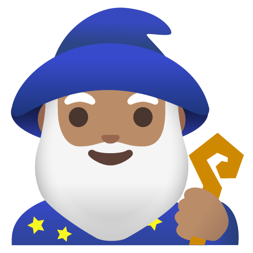 Google design of the man mage: medium skin tone emoji verson:Noto Color Emoji 15.0