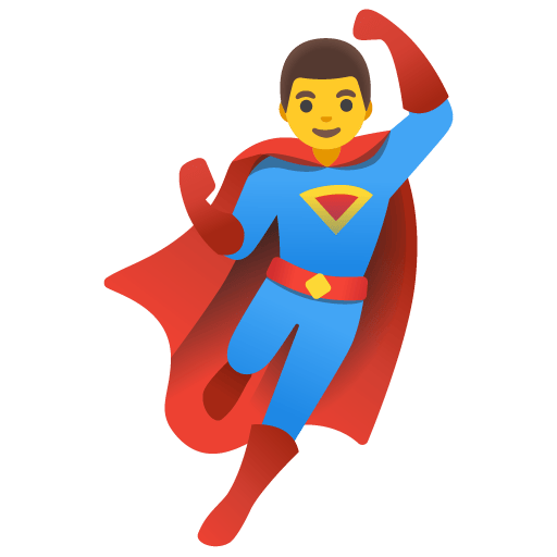 Google design of the man superhero emoji verson:Noto Color Emoji 15.0