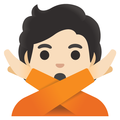 Google design of the person gesturing NO: light skin tone emoji verson:Noto Color Emoji 15.0