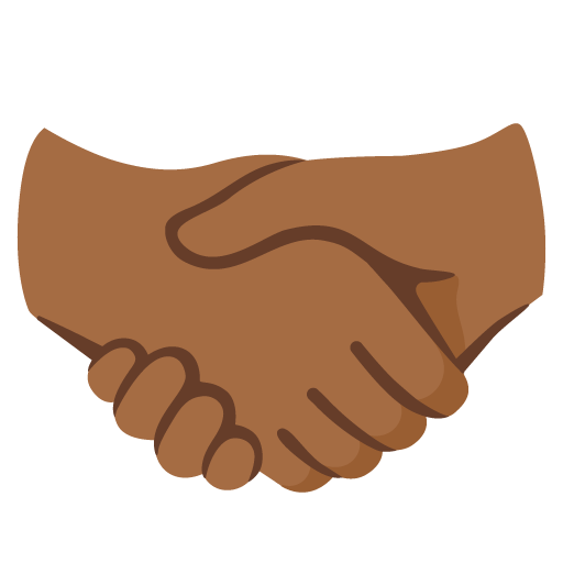 Google design of the handshake: medium-dark skin tone emoji verson:Noto Color Emoji 15.0